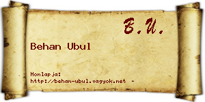 Behan Ubul névjegykártya